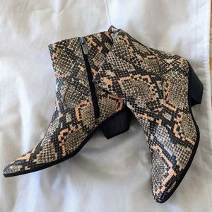 Snake skin print cowboy boots